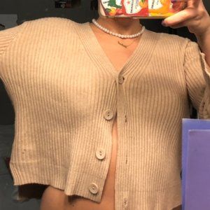 Beige Cardigan Sweater